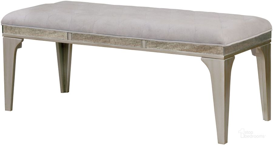 The appearance of Diocles Silver and Light Gray Bench designed by Furniture of America in the modern / contemporary interior design. This gray piece of furniture  was selected by 1StopBedrooms from Diocles Collection to add a touch of cosiness and style into your home. Sku: CM3020BN. Material: Fabric. Product Type: Bench. Image1