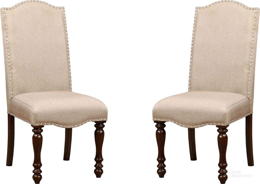The appearance of Hurdsfield Side Chair Set Of 2 designed by Furniture of America in the transitional interior design. This cream piece of furniture  was selected by 1StopBedrooms from Hurdsfield Collection to add a touch of cosiness and style into your home. Sku: CM3133SC-2PK. Material: Fabric. Product Type: Side Chair. Image1