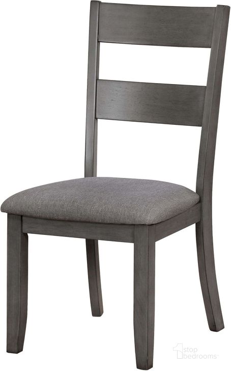 The appearance of Juniper Gray Side Chair Set of 2 designed by Furniture of America in the transitional interior design. This gray piece of furniture  was selected by 1StopBedrooms from Juniper Collection to add a touch of cosiness and style into your home. Sku: CM3162SC-2PK. Material: Wood. Product Type: Side Chair. Image1