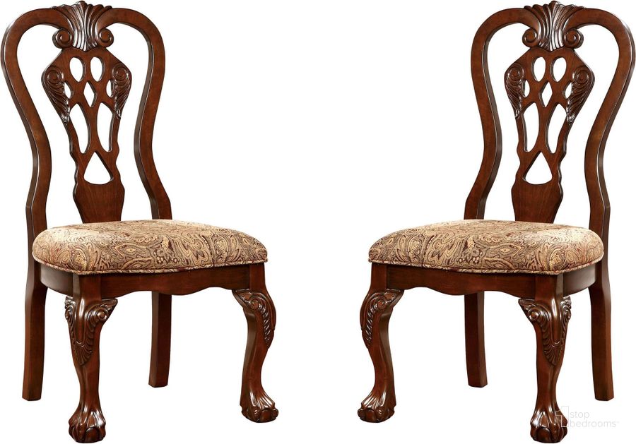 The appearance of Elana Side Chair Set Of 2 designed by Furniture of America in the traditional interior design. This brown piece of furniture  was selected by 1StopBedrooms from Elana Collection to add a touch of cosiness and style into your home. Sku: CM3212SC-2PK. Material: Fabric. Product Type: Side Chair. Image1