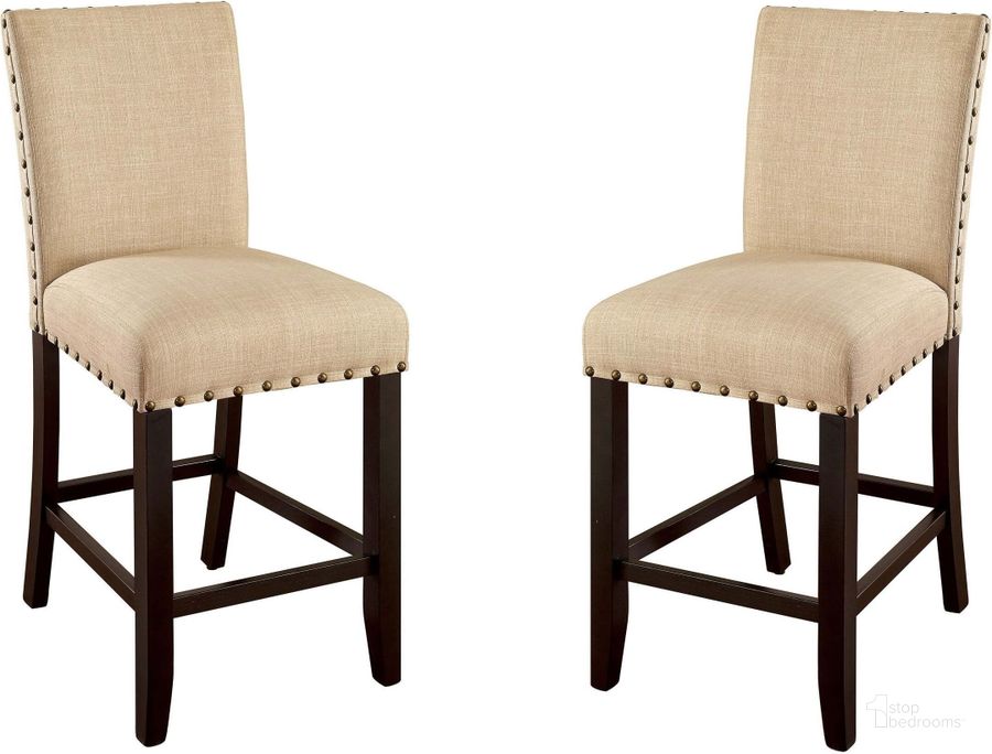 The appearance of Kaitlin Light Walnut Counter Height Chair Set of 2 designed by Furniture of America in the transitional interior design. This brown piece of furniture  was selected by 1StopBedrooms from Kaitlin Collection to add a touch of cosiness and style into your home. Sku: CM3323PC-2PK. Material: Wood. Product Type: Barstool. Image1