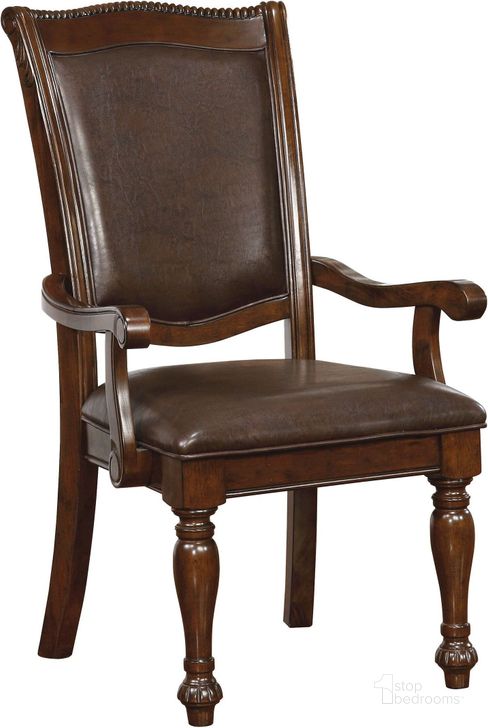 The appearance of Alpena Brown Cherry Arm Chair Set Of 2 designed by Furniture of America in the traditional interior design. This brown piece of furniture  was selected by 1StopBedrooms from Alpena Collection to add a touch of cosiness and style into your home. Sku: CM3350AC-2PK. Material: Wood. Product Type: Arm Chair. Image1