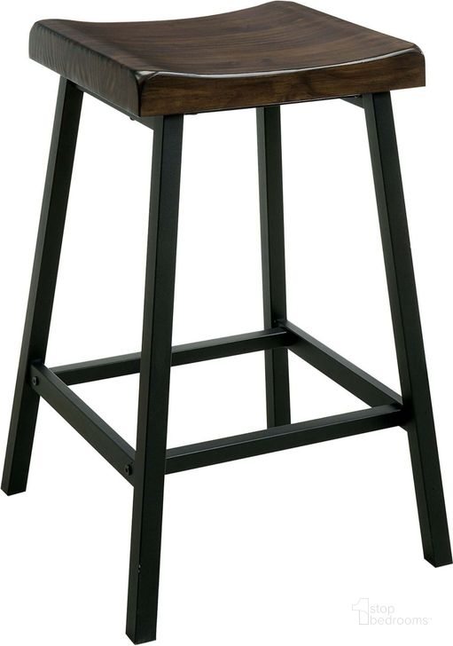 The appearance of Lainey Medium Weathered Oak and Black Counter Height Stool Set of 2 designed by Furniture of America in the transitional interior design. This black piece of furniture  was selected by 1StopBedrooms from Lainey Collection to add a touch of cosiness and style into your home. Sku: CM3415PC-2PK. Material: Wood. Product Type: Barstool. Image1