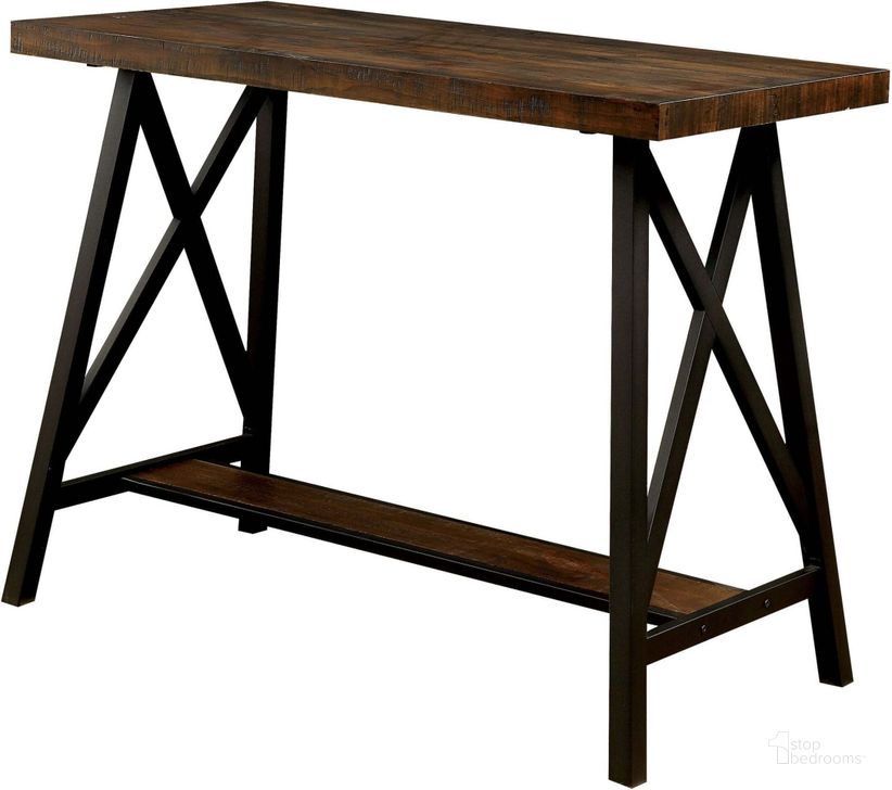 The appearance of Lainey Medium Weathered Oak and Black Counter Height Dining Table designed by Furniture of America in the transitional interior design. This black piece of furniture  was selected by 1StopBedrooms from Lainey Collection to add a touch of cosiness and style into your home. Sku: CM3415PT. Material: Wood. Product Type: Counter Height Table. Table Top Shape: Rectangular. Image1