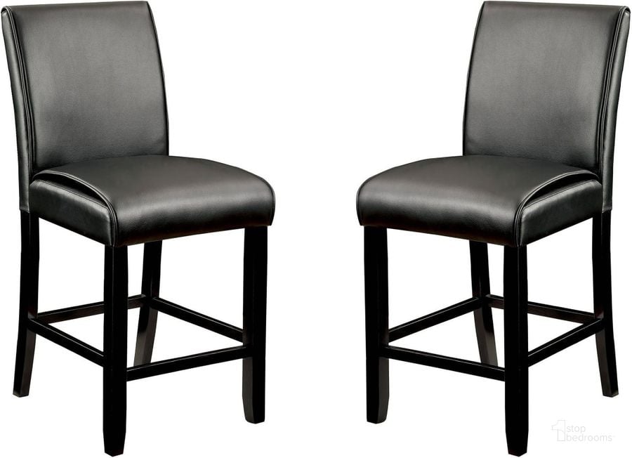 The appearance of Gladstone I Black Counter Height Chair Set of 2 designed by Furniture of America in the modern / contemporary interior design. This black piece of furniture  was selected by 1StopBedrooms from Gladstone Collection to add a touch of cosiness and style into your home. Sku: CM3823BK-PC-2PK. Material: Wood. Product Type: Barstool. Image1