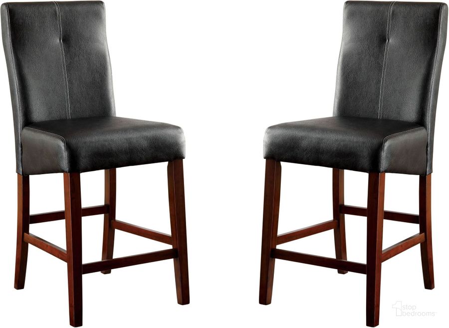 The appearance of Bonneville II Leatherette Counter Height Chair Set of 2 designed by Furniture of America in the modern / contemporary interior design. This brown piece of furniture  was selected by 1StopBedrooms from Bonneville Collection to add a touch of cosiness and style into your home. Sku: CM3824PC-2PK. Product Type: Barstool. Material: Vinyl. Image1