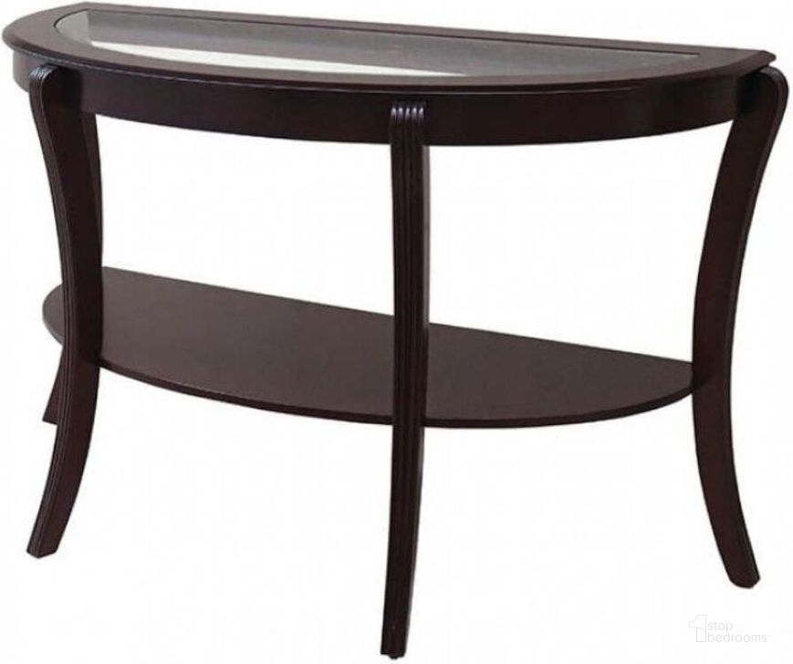 The appearance of Finley Espresso Console Table designed by Furniture of America in the modern / contemporary interior design. This brown piece of furniture  was selected by 1StopBedrooms from Finley Collection to add a touch of cosiness and style into your home. Sku: CM4488SO. Material: Wood. Product Type: Console Table. Table Top Shape: Rectangular. Image1