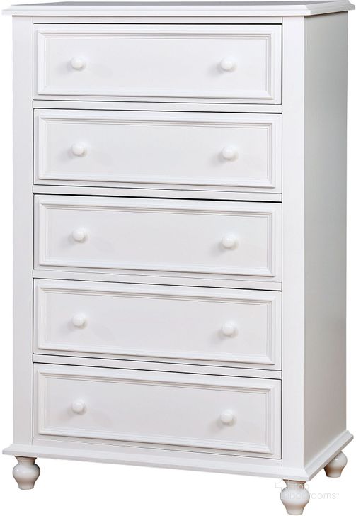 The appearance of Olivia White Chest designed by Furniture of America in the traditional interior design. This white piece of furniture  was selected by 1StopBedrooms from Olivia Collection to add a touch of cosiness and style into your home. Sku: CM7155WH-C. Material: Wood. Product Type: Chest. Image1