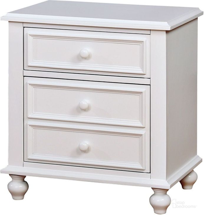 The appearance of Olivia White Night Stand designed by Furniture of America in the traditional interior design. This white piece of furniture  was selected by 1StopBedrooms from Olivia Collection to add a touch of cosiness and style into your home. Sku: CM7155WH-N. Material: Wood. Product Type: Nightstand. Image1