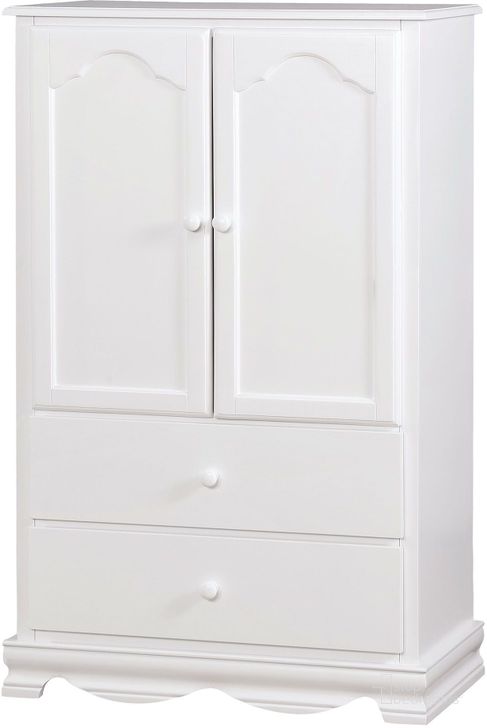 The appearance of Dani White Armoire designed by Furniture of America in the modern / contemporary interior design. This white piece of furniture  was selected by 1StopBedrooms from Dani Collection to add a touch of cosiness and style into your home. Sku: CM7159WH-AR. Material: Wood. Product Type: Armoire. Image1