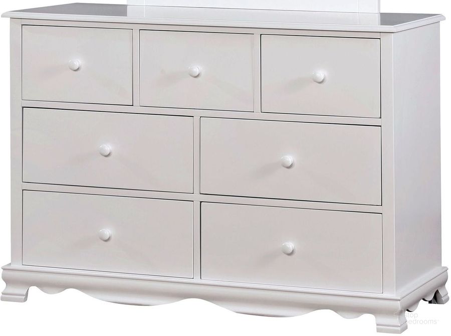 The appearance of Dani White Dresser designed by Furniture of America in the modern / contemporary interior design. This white piece of furniture  was selected by 1StopBedrooms from Dani Collection to add a touch of cosiness and style into your home. Sku: CM7159WH-D. Material: Wood. Product Type: Dresser. Image1