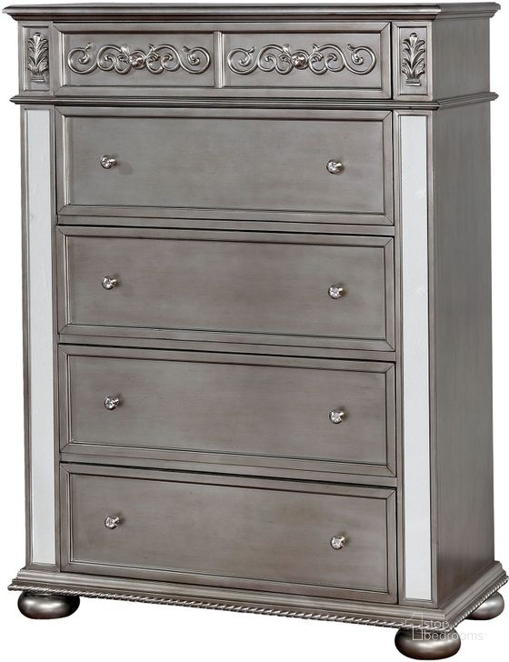 The appearance of Azha Silver Chest designed by Furniture of America in the traditional interior design. This silver piece of furniture  was selected by 1StopBedrooms from Azha Collection to add a touch of cosiness and style into your home. Sku: CM7194C. Material: Wood. Product Type: Chest. Image1