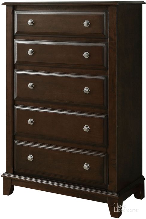 The appearance of Litchville Brown Cherry Chest designed by Furniture of America in the modern / contemporary interior design. This brown piece of furniture  was selected by 1StopBedrooms from Litchville Collection to add a touch of cosiness and style into your home. Sku: CM7383C. Material: Wood. Product Type: Chest. Image1