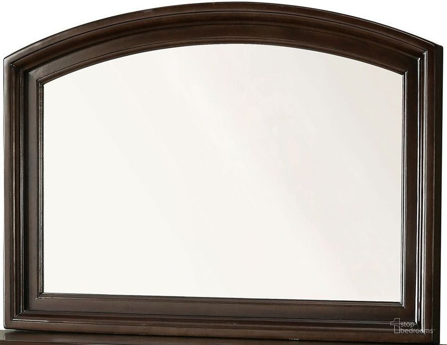 The appearance of Litchville Brown Cherry Mirror designed by Furniture of America in the modern / contemporary interior design. This brown piece of furniture  was selected by 1StopBedrooms from Litchville Collection to add a touch of cosiness and style into your home. Sku: CM7383M. Material: Wood. Product Type: Dresser Mirror. Image1