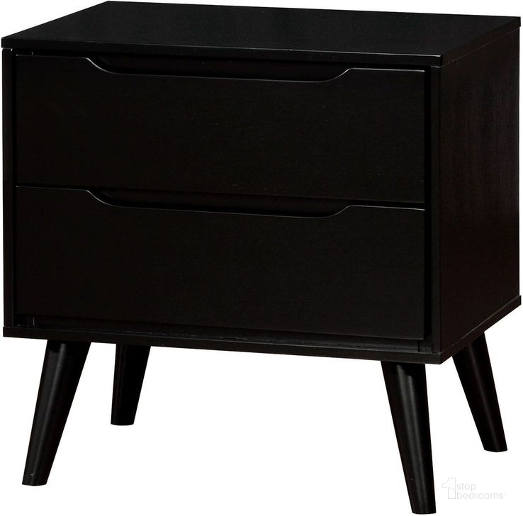 The appearance of Lennart II Black Night Stand designed by Furniture of America in the modern / contemporary interior design. This black piece of furniture  was selected by 1StopBedrooms from Lennart Collection to add a touch of cosiness and style into your home. Sku: CM7386BK-N. Material: Wood. Product Type: Nightstand. Image1