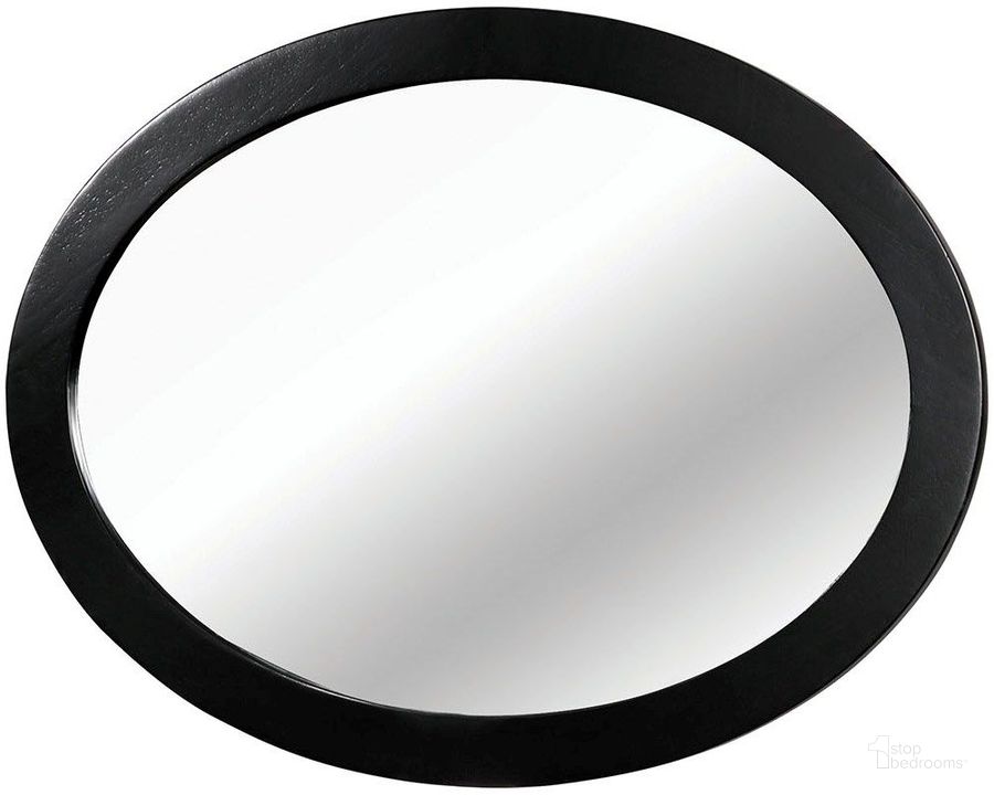 The appearance of Lennart II Black Oval Mirror designed by Furniture of America in the modern / contemporary interior design. This black piece of furniture  was selected by 1StopBedrooms from Lennart Collection to add a touch of cosiness and style into your home. Sku: CM7386BK-MO. Material: Glass. Product Type: Dresser Mirror. Image1