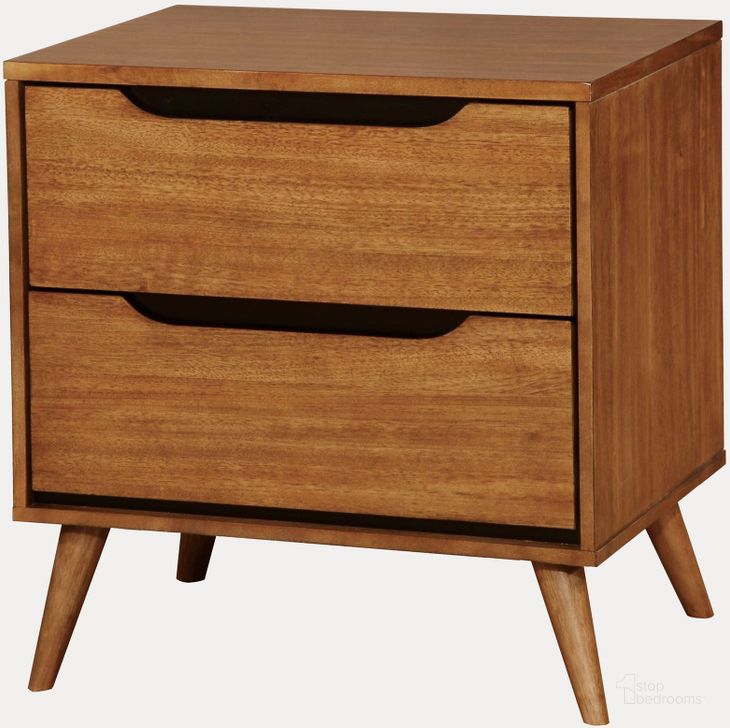 The appearance of Lennart Oak Nightstand designed by Furniture of America in the transitional interior design. This brown piece of furniture  was selected by 1StopBedrooms from Lennart Collection to add a touch of cosiness and style into your home. Sku: CM7386A-N. Material: Wood. Product Type: Nightstand. Image1