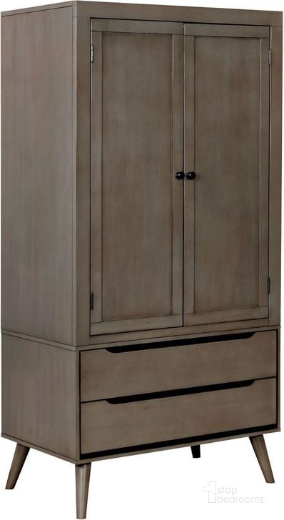 The appearance of Lennart Gray Armoire designed by Furniture of America in the modern / contemporary interior design. This gray piece of furniture  was selected by 1StopBedrooms from Lennart Collection to add a touch of cosiness and style into your home. Sku: CM7386GY-AR-1;CM7386GY-AR-2. Material: Wood. Product Type: Armoire. Image1