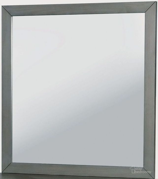 The appearance of Lennart Gray Rectangular Mirror designed by Furniture of America in the transitional interior design. This gray piece of furniture  was selected by 1StopBedrooms from Lennart Collection to add a touch of cosiness and style into your home. Sku: CM7386GY-M. Material: Wood. Product Type: Dresser Mirror. Image1