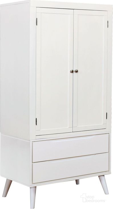 The appearance of Lennart White Armoire designed by Furniture of America in the modern / contemporary interior design. This white piece of furniture  was selected by 1StopBedrooms from Lennart Collection to add a touch of cosiness and style into your home. Sku: CM7386WH-AR-1;CM7386WH-AR-2. Material: Wood. Product Type: Armoire. Image1