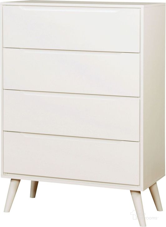 The appearance of Lennart II White Chest designed by Furniture of America in the modern / contemporary interior design. This white piece of furniture  was selected by 1StopBedrooms from Lennart Collection to add a touch of cosiness and style into your home. Sku: CM7386WH-C. Material: Wood. Product Type: Chest. Image1