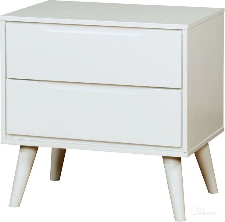The appearance of Lennart II White Night Stand designed by Furniture of America in the modern / contemporary interior design. This white piece of furniture  was selected by 1StopBedrooms from Lennart Collection to add a touch of cosiness and style into your home. Sku: CM7386WH-N. Material: Wood. Product Type: Nightstand. Image1