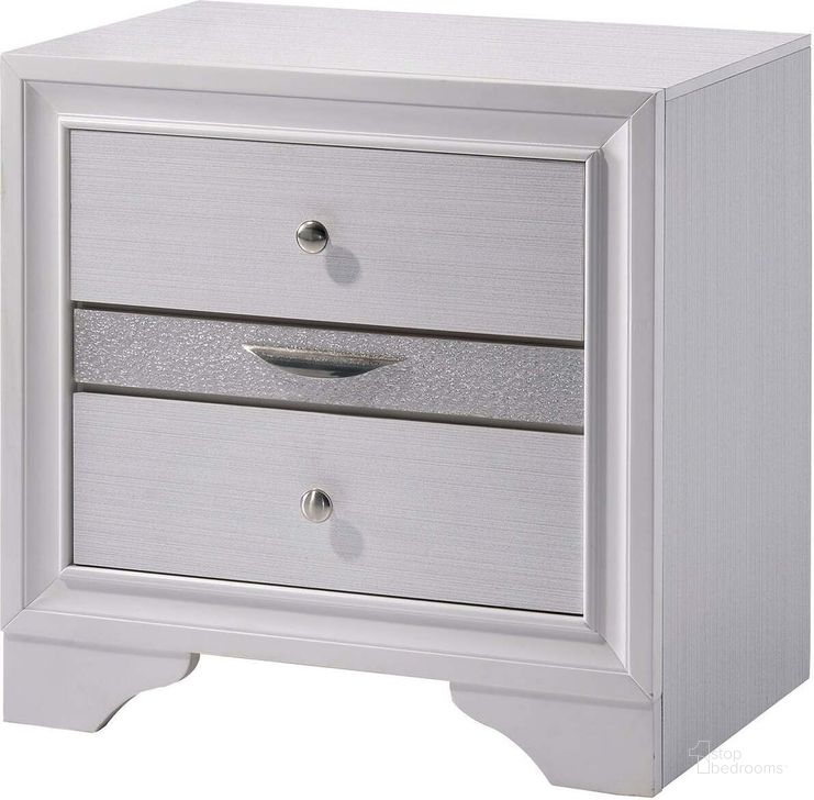 The appearance of Chrissy White Nightstand designed by Furniture of America in the modern / contemporary interior design. This white piece of furniture  was selected by 1StopBedrooms from Chrissy Collection to add a touch of cosiness and style into your home. Sku: CM7552N. Material: Wood. Product Type: Nightstand. Image1