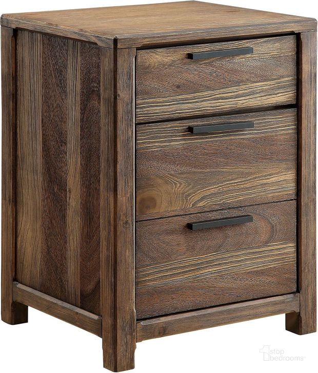 The appearance of Hankinson Rustic Natural Tone Nightstand designed by Furniture of America in the transitional interior design. This brown piece of furniture  was selected by 1StopBedrooms from Hankinson Collection to add a touch of cosiness and style into your home. Sku: CM7576N. Material: Wood. Product Type: Nightstand. Image1
