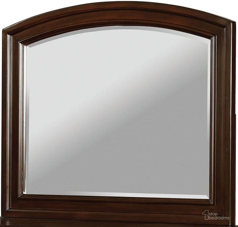 The appearance of Castor Brown Cherry Mirror designed by Furniture of America in the transitional interior design. This brown piece of furniture  was selected by 1StopBedrooms from Castor Collection to add a touch of cosiness and style into your home. Sku: CM7590CH-M. Material: Wood. Product Type: Dresser Mirror. Image1