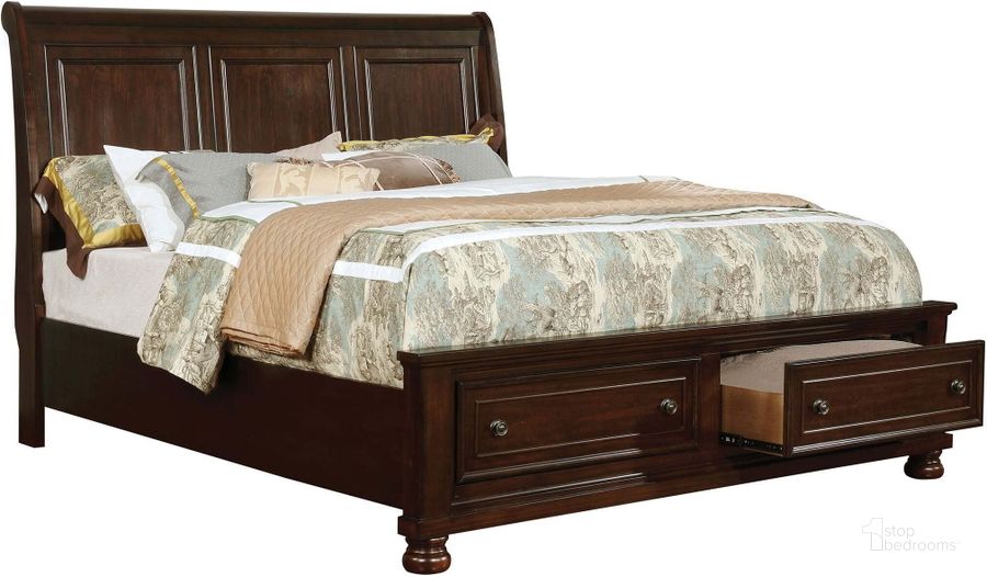 The appearance of Castor Brown Cherry Queen Sleigh Storage Bed designed by Furniture of America in the transitional interior design. This brown piece of furniture  was selected by 1StopBedrooms from Castor Collection to add a touch of cosiness and style into your home. Sku: CM7590CH-Q-HB;CM7590CH-Q-FB;CM7590CH-Q-R. Bed Type: Storage Bed. Material: Wood. Product Type: Storage Bed. Bed Size: Queen. Image1