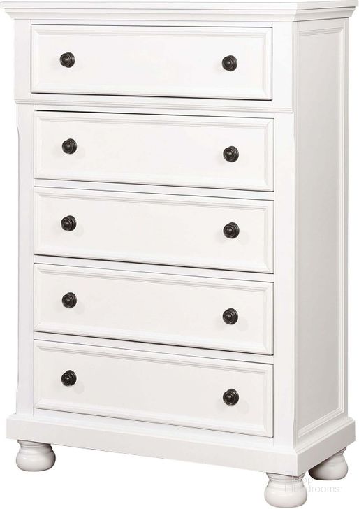 The appearance of Castor White Chest designed by Furniture of America in the transitional interior design. This white piece of furniture  was selected by 1StopBedrooms from Castor Collection to add a touch of cosiness and style into your home. Sku: CM7590WH-C. Material: Wood. Product Type: Chest. Image1