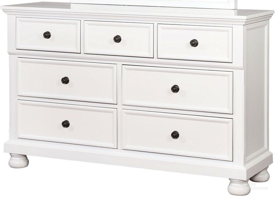 The appearance of Castor White Dresser designed by Furniture of America in the transitional interior design. This white piece of furniture  was selected by 1StopBedrooms from Castor Collection to add a touch of cosiness and style into your home. Sku: CM7590WH-D. Material: Wood. Product Type: Dresser. Image1
