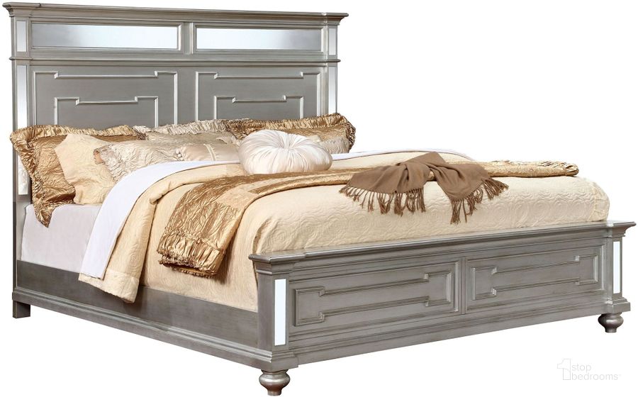 The appearance of Salamanca Silver Queen Panel Bed designed by Furniture of America in the modern / contemporary interior design. This silver piece of furniture  was selected by 1StopBedrooms from Salamanca Collection to add a touch of cosiness and style into your home. Sku: CM7673Q-HB;CM7673Q-FB;CM7673Q-R. Bed Type: Panel Bed. Material: Wood. Product Type: Panel Bed. Bed Size: Queen. Image1