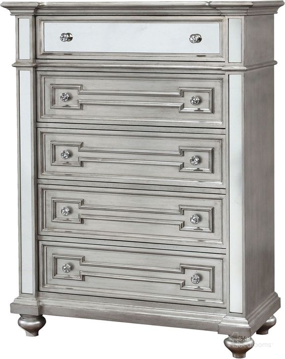 The appearance of Salamanca Silver Chest designed by Furniture of America in the modern / contemporary interior design. This silver piece of furniture  was selected by 1StopBedrooms from Salamanca Collection to add a touch of cosiness and style into your home. Sku: CM7673C. Material: Wood. Product Type: Chest. Image1