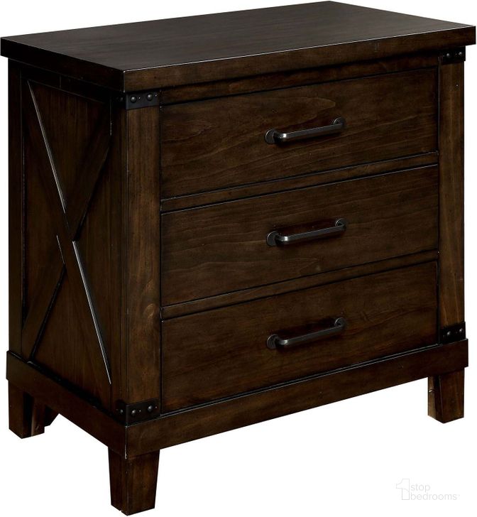 The appearance of Bianca Dark Walnut Nightstand designed by Furniture of America in the transitional interior design. This brown piece of furniture  was selected by 1StopBedrooms from Bianca Collection to add a touch of cosiness and style into your home. Sku: CM7734N. Material: Wood. Product Type: Nightstand. Image1
