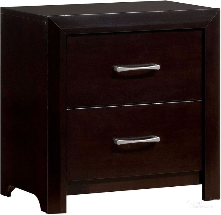 The appearance of Janine Espresso Nightstand designed by Furniture of America in the modern / contemporary interior design. This brown piece of furniture  was selected by 1StopBedrooms from Janine Collection to add a touch of cosiness and style into your home. Sku: CM7868N. Material: Wood. Product Type: Nightstand. Image1