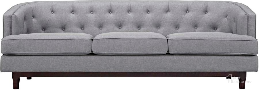 The appearance of Coast Light Gray Upholstered Fabric Sofa designed by Modway in the modern / contemporary interior design. This light gray piece of furniture  was selected by 1StopBedrooms from Coast Collection to add a touch of cosiness and style into your home. Sku: EEI-2131-LGR. Material: Wood. Product Type: Sofa. Image1