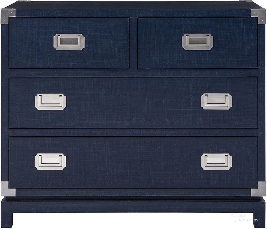 The appearance of Coastal Living Marina 4 Drawer Campaign Chest designed by Universal in the coastal interior design. This blue piece of furniture  was selected by 1StopBedrooms from Coastal Living Collection to add a touch of cosiness and style into your home. Sku: 833D360. Product Type: Accent Chest. Image1