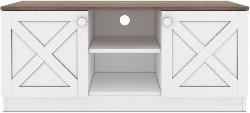 The appearance of Coastal Tv Unit In White designed by Furnia in the transitional interior design. This white piece of furniture  was selected by 1StopBedrooms from  to add a touch of cosiness and style into your home. Sku: 720-COA-TV-TM201802. Material: Wood. Product Type: TV Stand. Image1