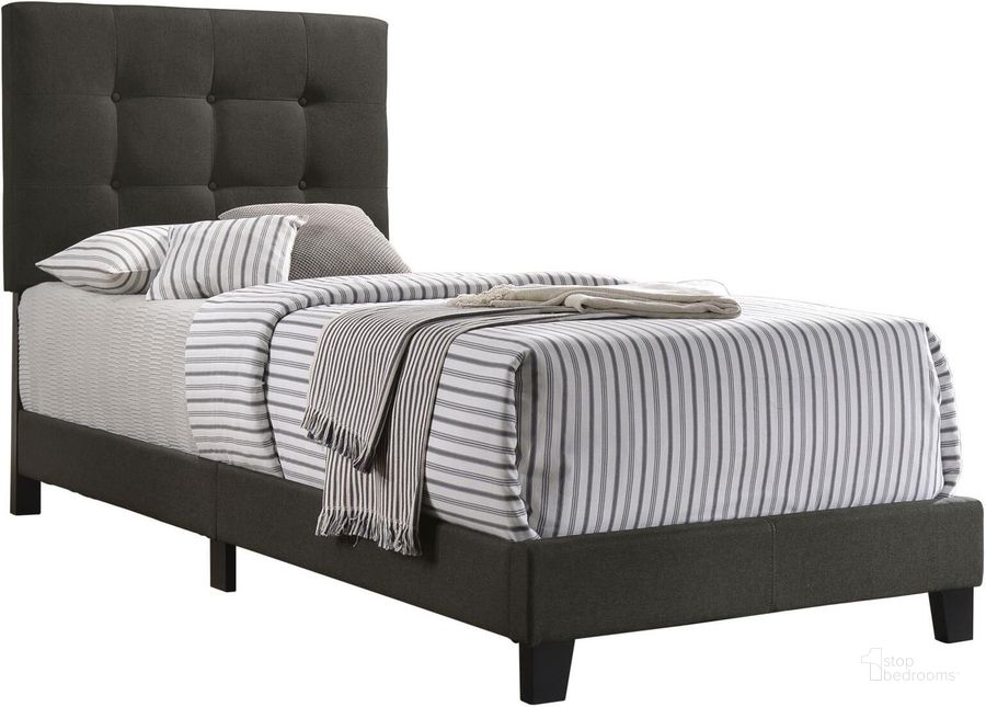 The appearance of Coaster Furniture Mapes Charcoal Twin Bed designed by Coaster in the modern / contemporary interior design. This charcoal piece of furniture  was selected by 1StopBedrooms from Mapes Collection to add a touch of cosiness and style into your home. Sku: 305746T. Bed Type: Panel Bed. Material: Wood. Product Type: Panel Bed. Bed Size: Twin. Image1