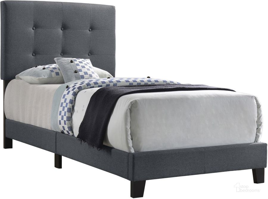 The appearance of Coaster Furniture Mapes Grey Twin Bed designed by Coaster in the modern / contemporary interior design. This grey piece of furniture  was selected by 1StopBedrooms from Mapes Collection to add a touch of cosiness and style into your home. Sku: 305747T. Bed Type: Panel Bed. Material: Wood. Product Type: Panel Bed. Bed Size: Twin. Image1