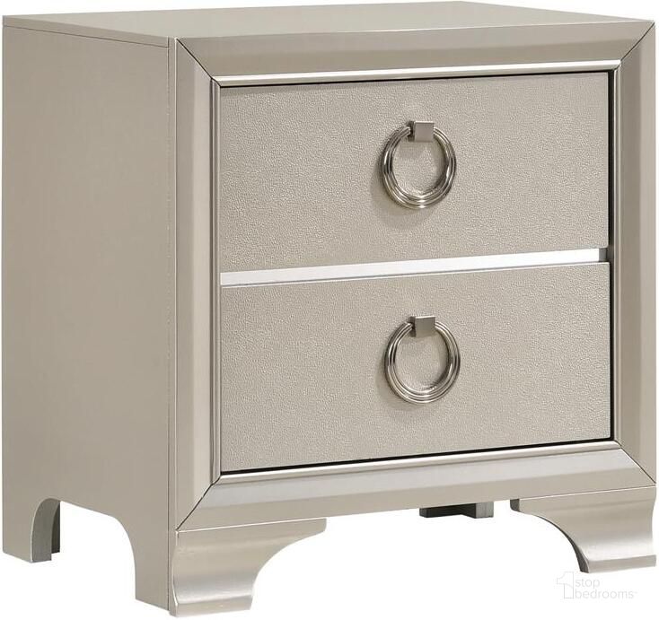 The appearance of Coaster Furniture Salford Metallic Sterling Nightstand designed by Coaster in the transitional interior design. This metallic piece of furniture  was selected by 1StopBedrooms from Salford Collection to add a touch of cosiness and style into your home. Sku: 222722. Material: Wood. Product Type: Nightstand. Image1