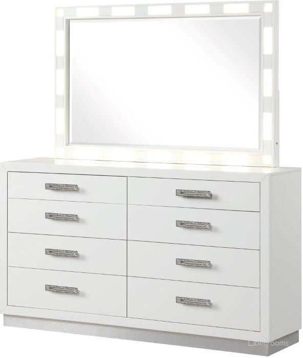 The appearance of Coco 8 Drawer Dresser Made With Wood In Milky White designed by Galaxy Home Furnishings in the modern / contemporary interior design. This milky white piece of furniture  was selected by 1StopBedrooms from Coco Collection to add a touch of cosiness and style into your home. Sku: 659436126374. Material: Wood. Product Type: Dresser. Image1