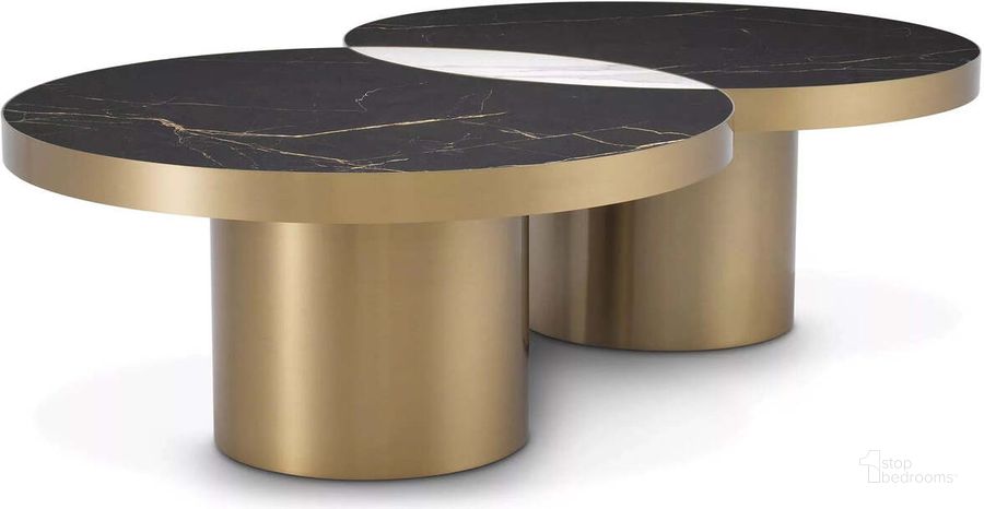 The appearance of Coffee Table Breakers Brushed Brass Finish designed by Eichholtz in the modern / contemporary interior design. This brass piece of furniture  was selected by 1StopBedrooms from  to add a touch of cosiness and style into your home. Sku: 114399A;114399B. Product Type: Coffee Table. Image1