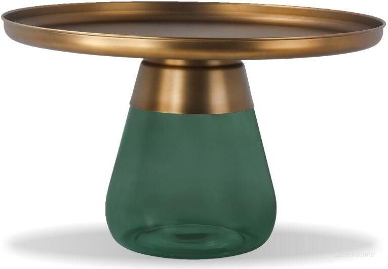 The appearance of Coffee Table Duverre Antique Brass/Green Glass Base designed by Mobital in the modern / contemporary interior design. This antique brass piece of furniture  was selected by 1StopBedrooms from Duverre Collection to add a touch of cosiness and style into your home. Sku: WCO-DUVE-BRAS-GREEN. Product Type: Coffee Table. Material: Brass. Image1