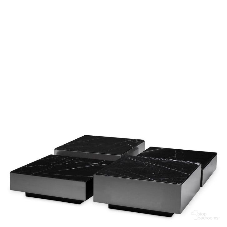 The appearance of Coffee Table Esposito Bronze Finish Black Marble Set Of 4 designed by Eichholtz in the modern / contemporary interior design. This black piece of furniture  was selected by 1StopBedrooms from Esposito Collection to add a touch of cosiness and style into your home. Sku: 116520;116521;116522. Product Type: Coffee Table. Image1