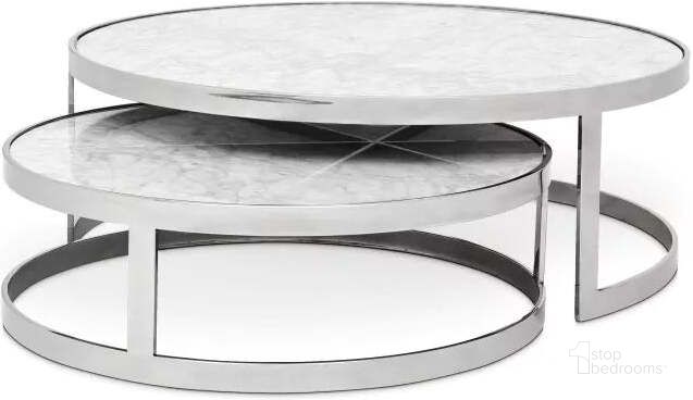 The appearance of Coffee Table Fletcher Set Of 2 designed by Eichholtz in the modern / contemporary interior design. This silver and white piece of furniture  was selected by 1StopBedrooms from Fletcher Collection to add a touch of cosiness and style into your home. Sku: 108738A;108738B. Product Type: Coffee Table. Image1