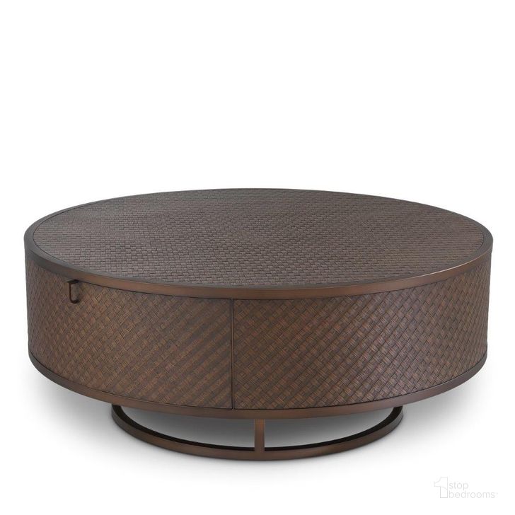 The appearance of Coffee Table Napa Valley Woven Oak Veneer designed by Eichholtz in the modern / contemporary interior design. This bronze piece of furniture  was selected by 1StopBedrooms from Napa Collection to add a touch of cosiness and style into your home. Sku: 113394. Material: Wood. Product Type: Coffee Table. Image1