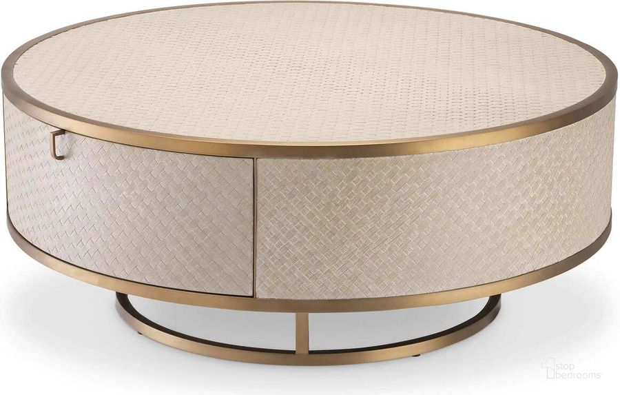 The appearance of Coffee Table Napa Valley Woven Washed Oak Veneer designed by Eichholtz in the modern / contemporary interior design. This brass piece of furniture  was selected by 1StopBedrooms from Napa Collection to add a touch of cosiness and style into your home. Sku: 114777. Material: Wood. Product Type: Coffee Table. Image1