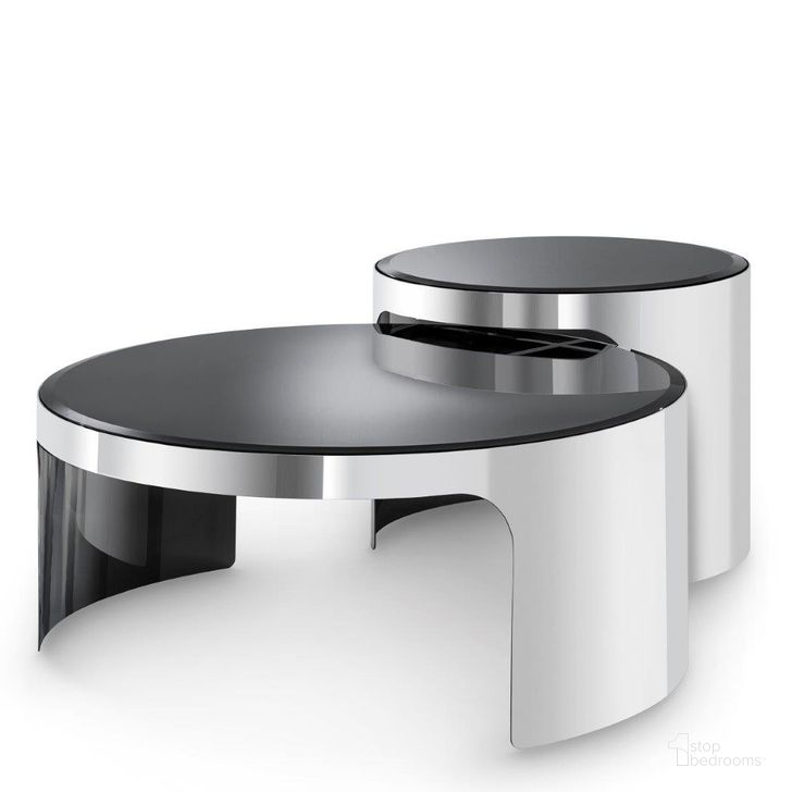 The appearance of Coffee Table Piemonte Polished Stainless Steel Set Of 2 designed by Eichholtz in the modern / contemporary interior design. This silver and black piece of furniture  was selected by 1StopBedrooms from Piemonte Collection to add a touch of cosiness and style into your home. Sku: 113628A;113628B;113628C;113628D. Product Type: Coffee Table. Image1